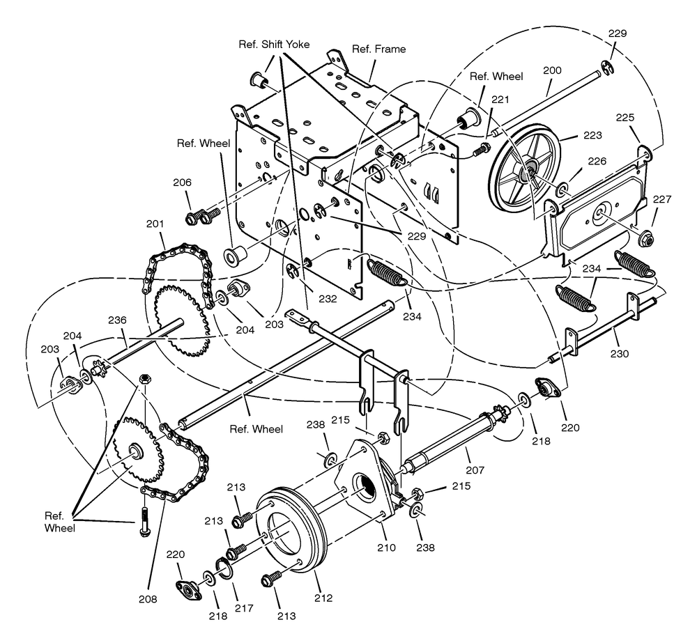 Drive Diagram and Parts List for 627804X89C 2001 Briggs and Stratton Snow Blower